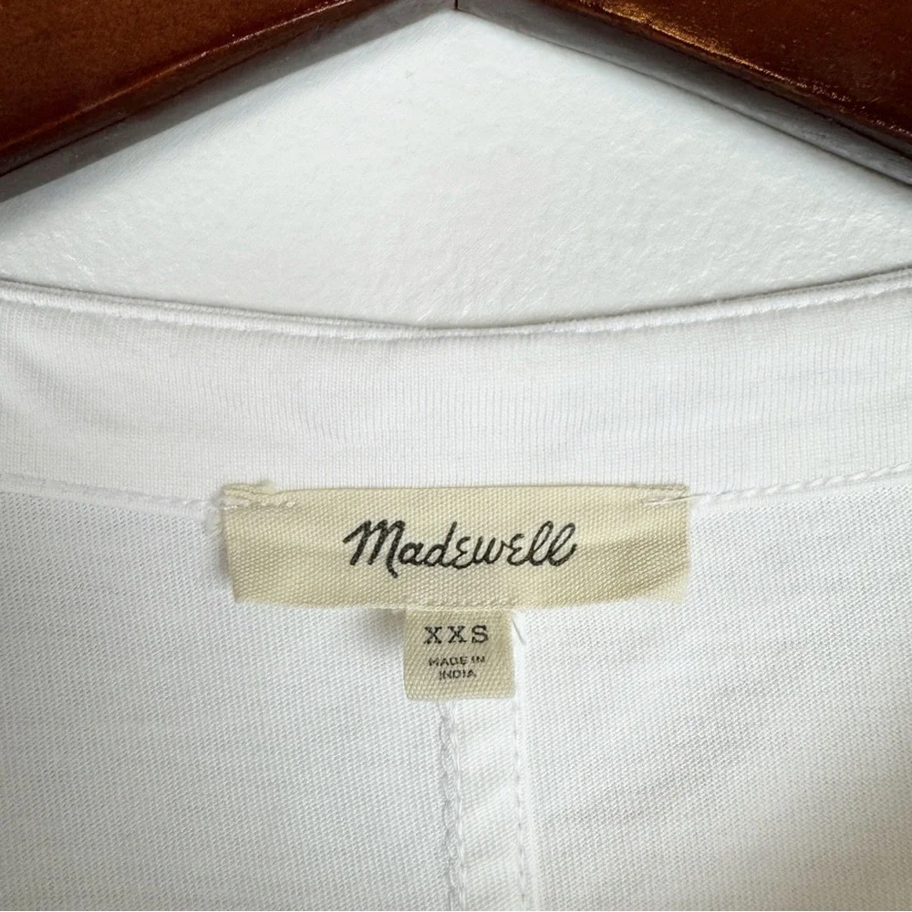 Madewell Puff-Sleeve Ruffle Trim Cotton Jersey Tee White Size XXS